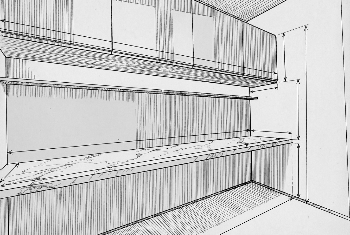自邸書斎の設計パースと寸法