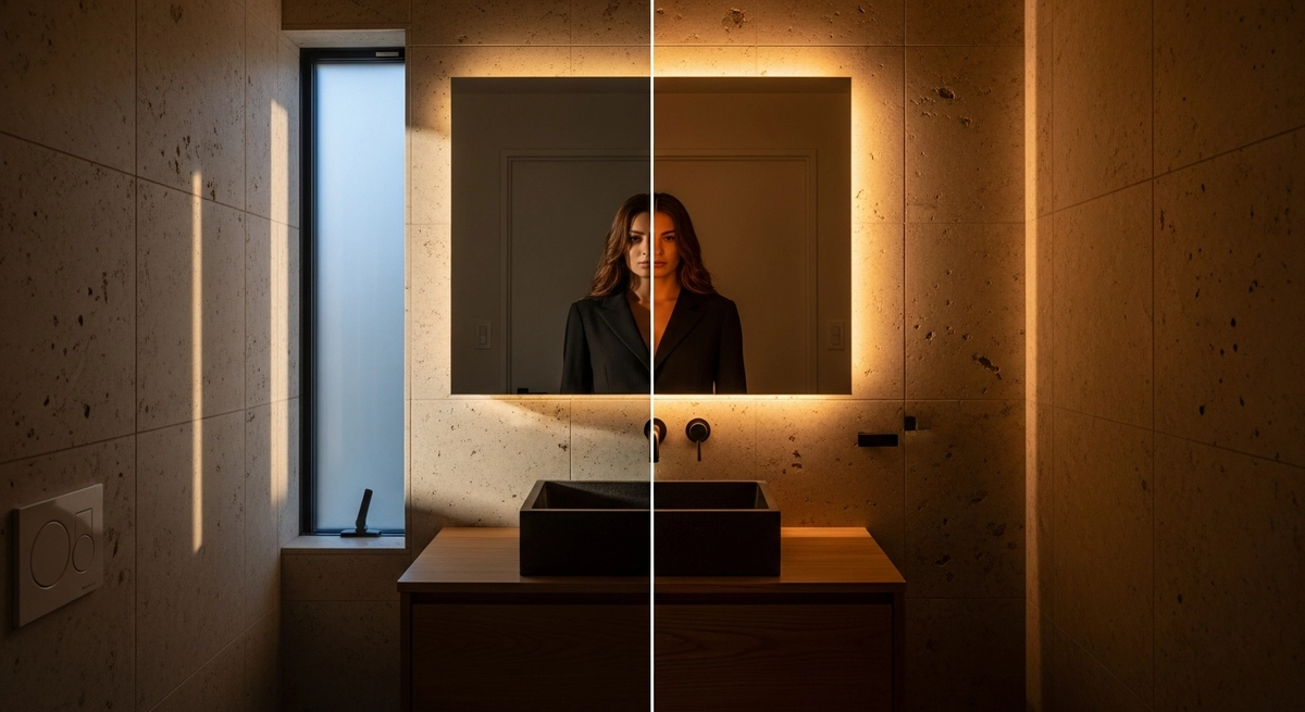 朝と夜で洗面所に求める光は違う