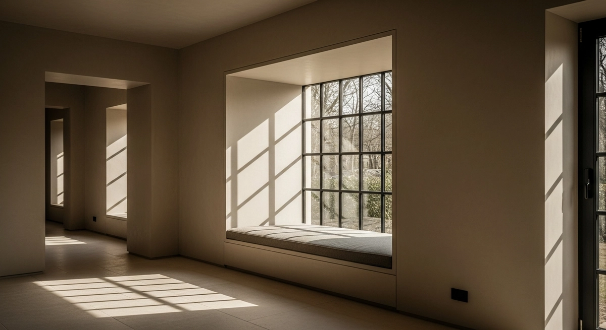 欧米邸宅の window nook — 建築と家具が一体で成立する関係性