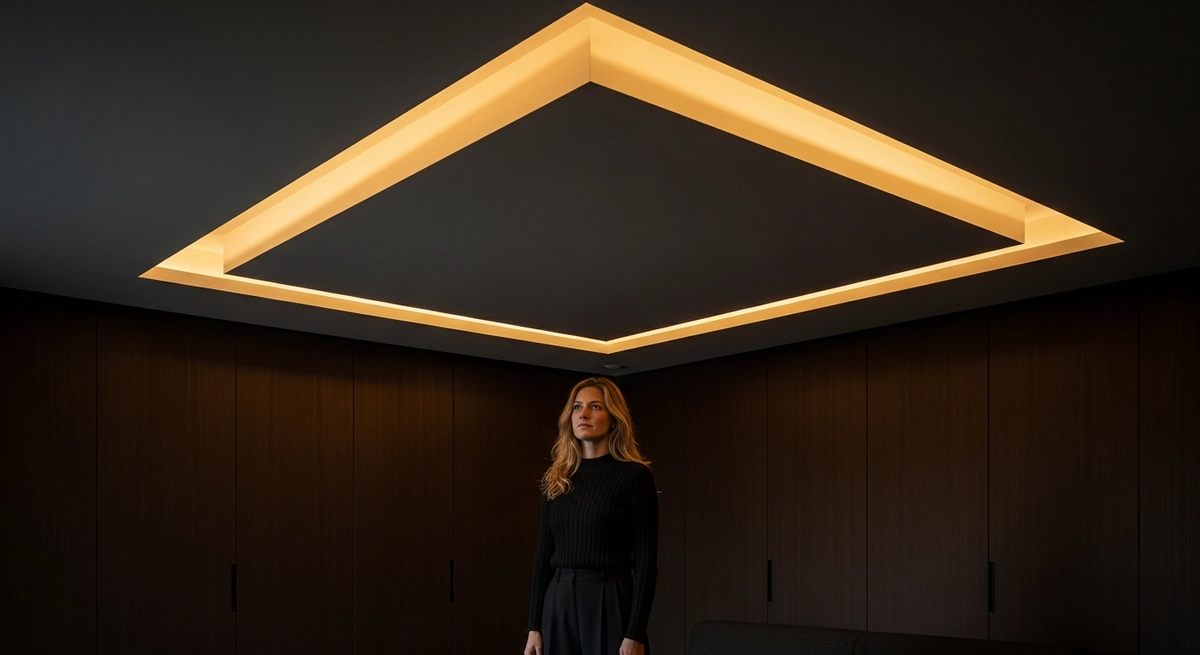 折り上げ天井による視覚的な開放感