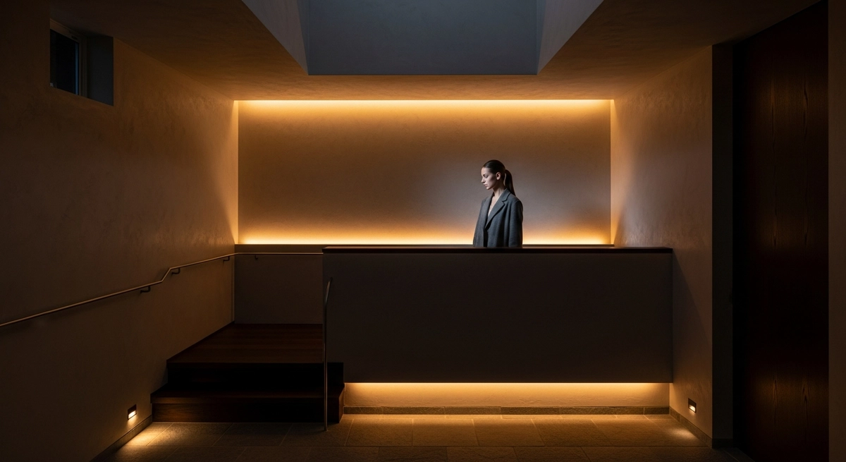 吹き抜けの明るさは上下で段階を分ける