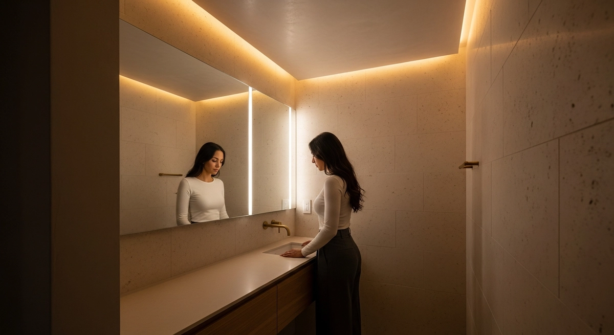 洗面所は作業性を落とさずに静けさを作る場所