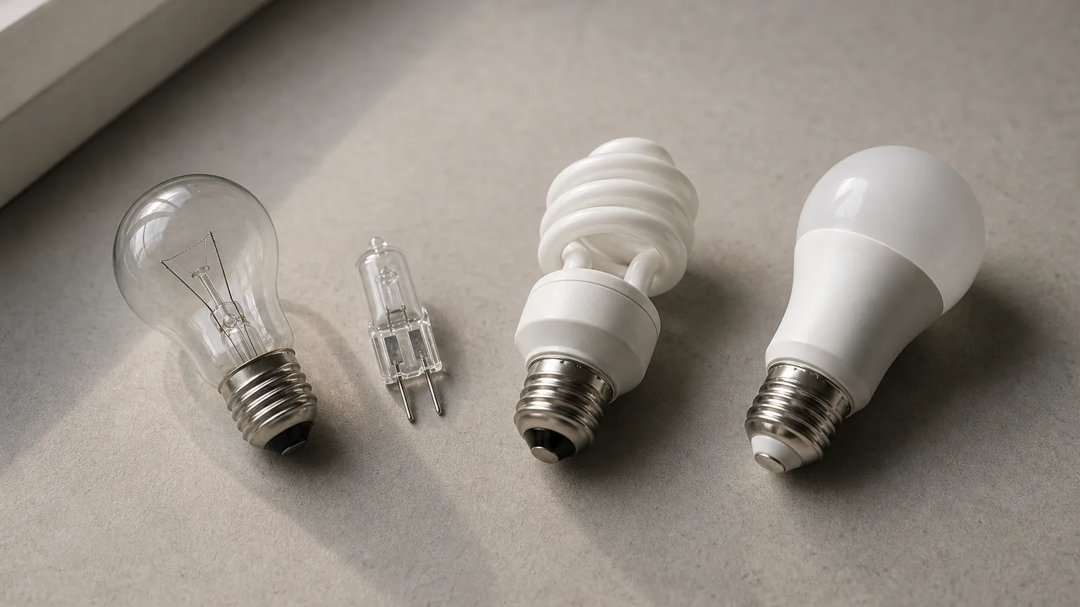 間接照明に使われる白熱電球と蛍光灯とLED電球
