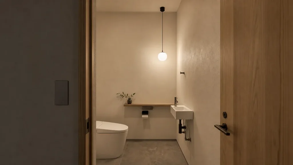 コンパクトなトイレに配置した小型ペンダントライト