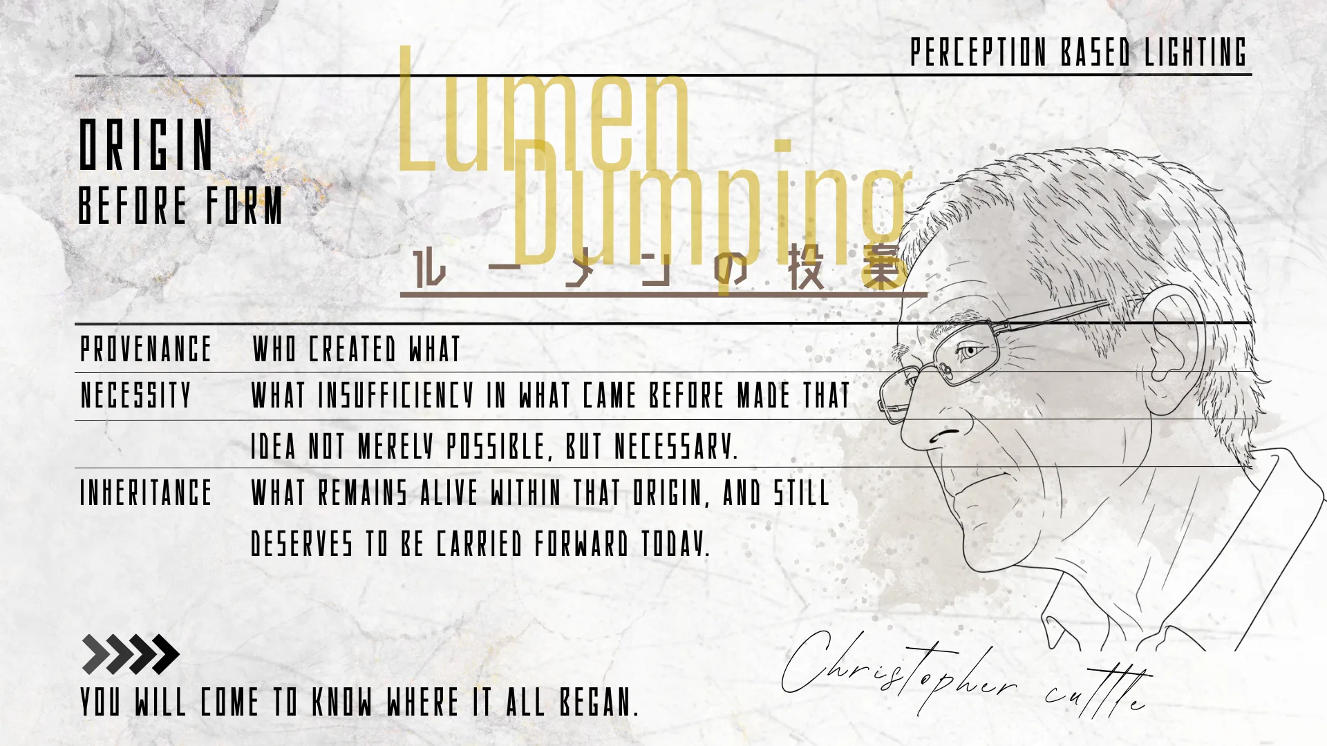 ルーメンの投棄(lumen dumping)とクリストファー・カトルの肖像スケッチを組んだアイキャッチ
